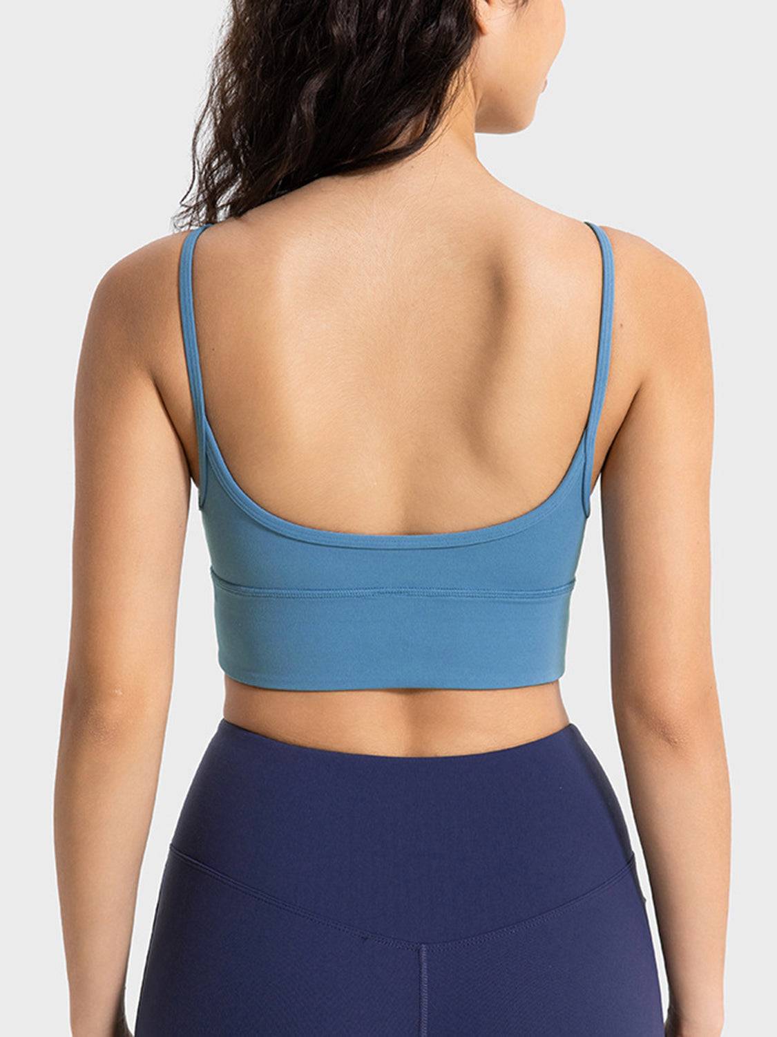 Spaghetti Strap Sports Bra with Customizable Padding