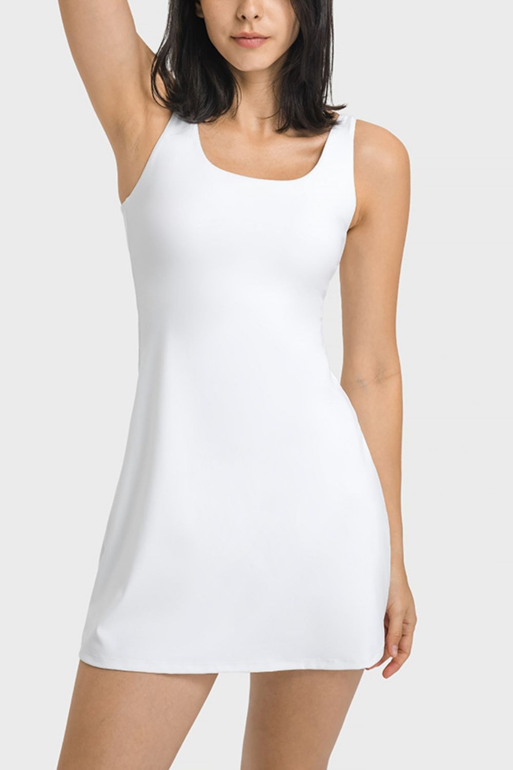 SportChic Square Neck Tank Dress | Full Coverage & Performance Ready - SleekrMe
