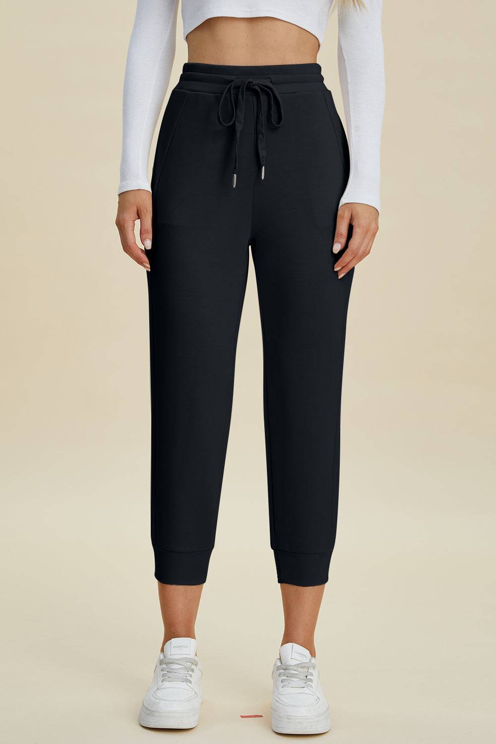 High Waist Cropped Pants with Adjustable Drawstring | Everyday Style Buttery Soft