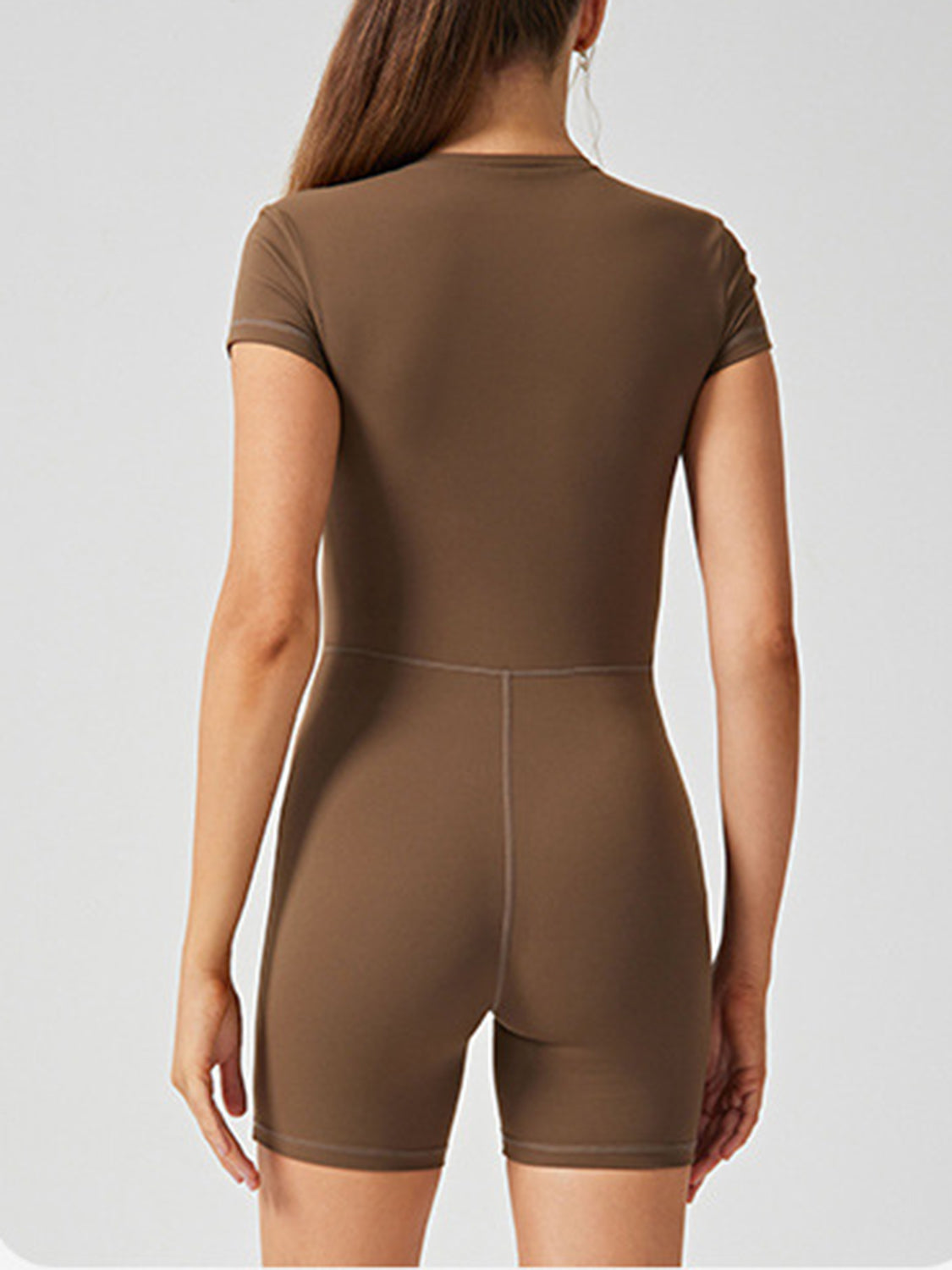 Sporty Zip-Front Short Sleeve Active Romper