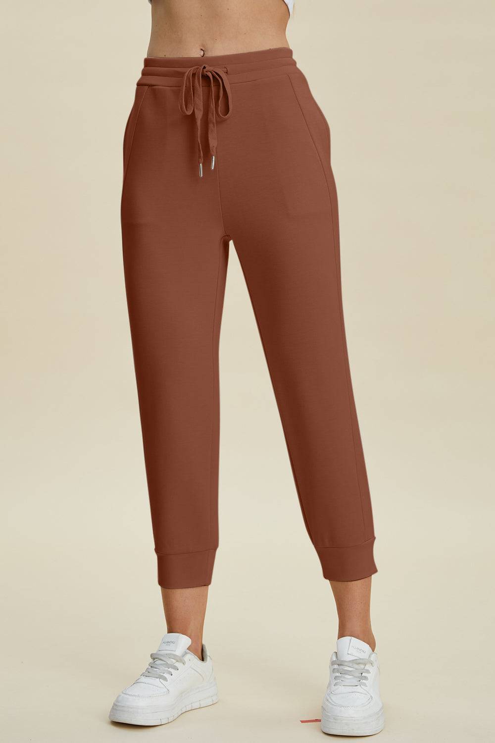 High Waist Cropped Pants with Adjustable Drawstring | Everyday Style Buttery Soft