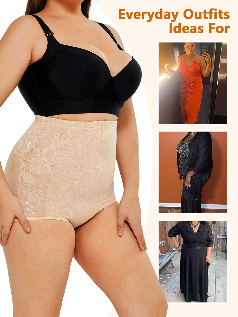 Elegant Lace High-Waist Body Shaper – Instant Tummy Control