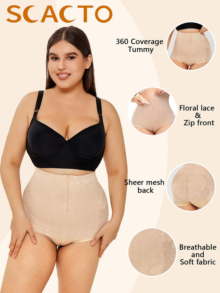 Elegant Lace High-Waist Body Shaper – Instant Tummy Control
