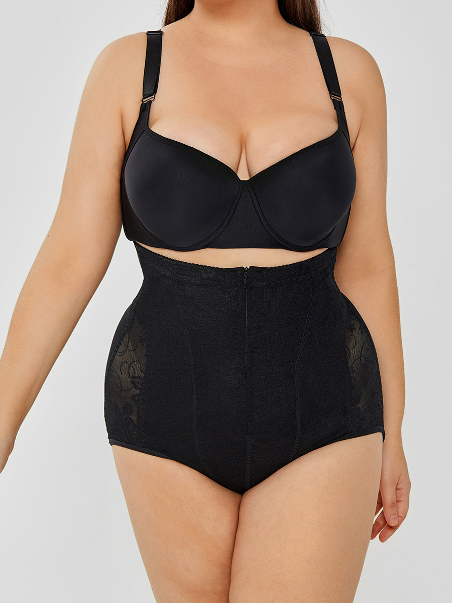 Elegant Lace High-Waist Body Shaper – Instant Tummy Control