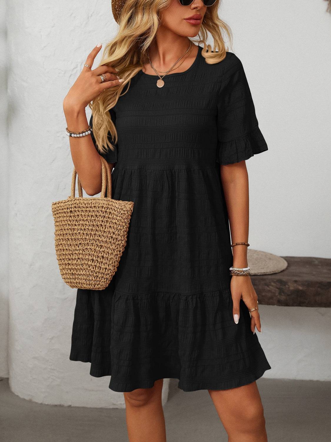Mandy Ruffled Ruched Dress – Romantic Charm for Every Occasion