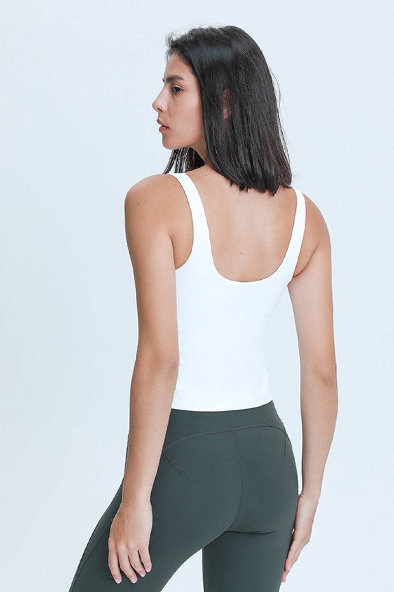 FlexVibe V-Neck Active Tank with Built-In Bra