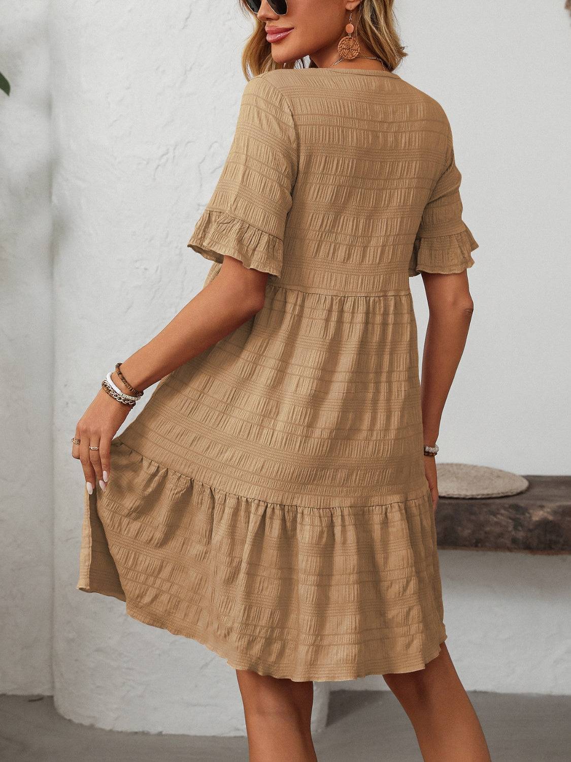 Mandy Ruffled Ruched Dress – Romantic Charm for Every Occasion