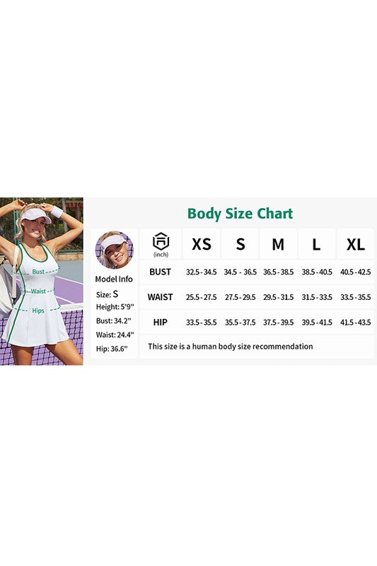 V-Neck Racerback Tennis or Pickleball Dress with Built-in Bra and Dual Pockets
