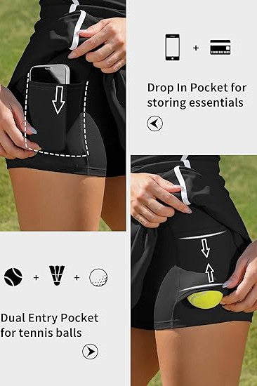 V-Neck Racerback Tennis or Pickleball Dress with Built-in Bra and Dual Pockets
