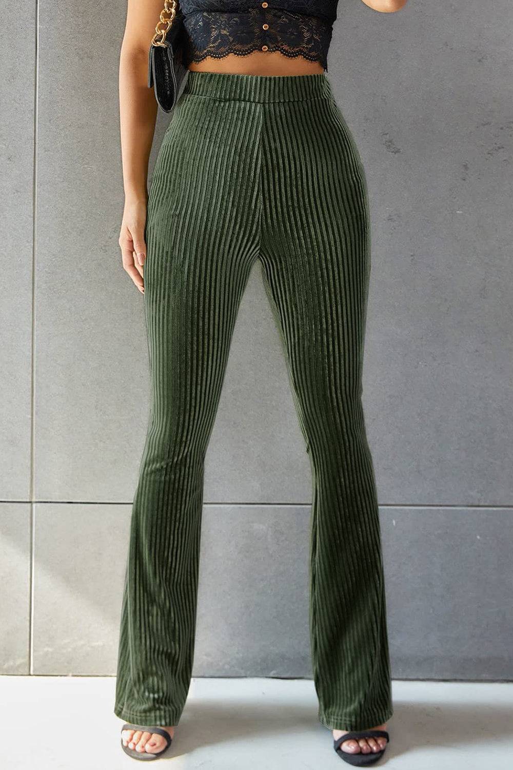 Ribbed High Waist Flare Pants | Effortless Elegance and Comfort