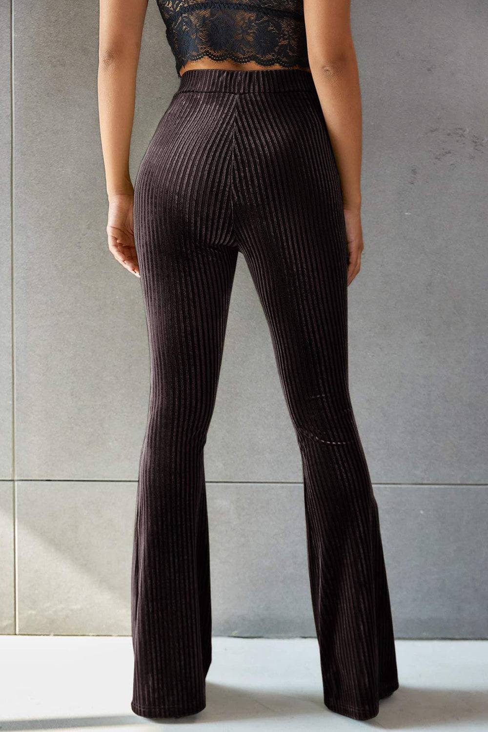 Ribbed High Waist Flare Pants | Effortless Elegance and Comfort