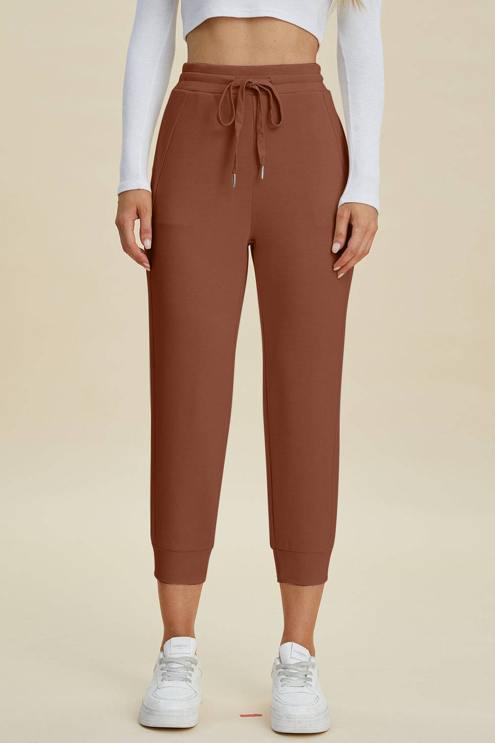 High Waist Cropped Pants with Adjustable Drawstring | Everyday Style Buttery Soft