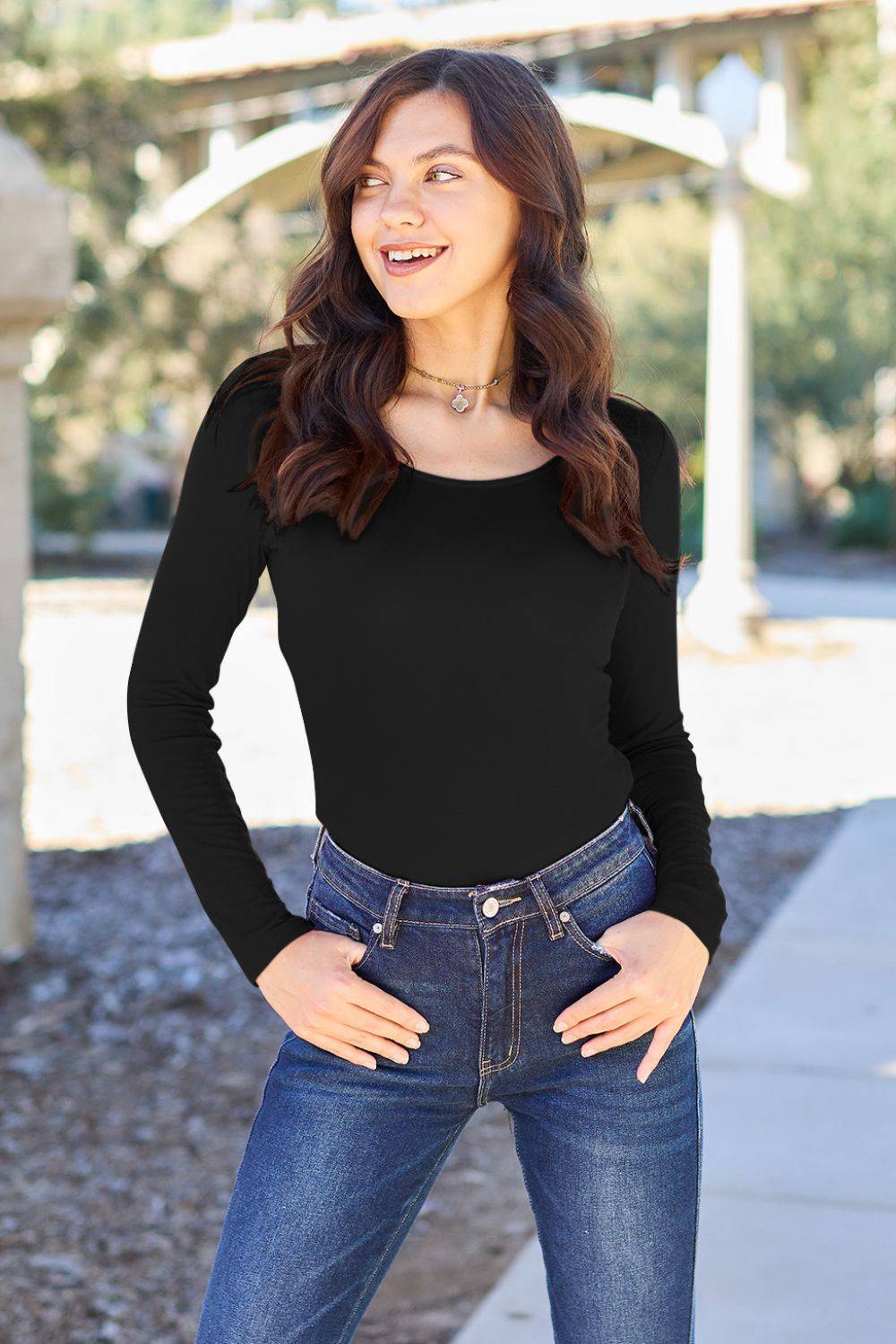 Sculpted Elegance Long-Sleeve Bodysuit | Flattering Fit &amp; All-Day Comfort