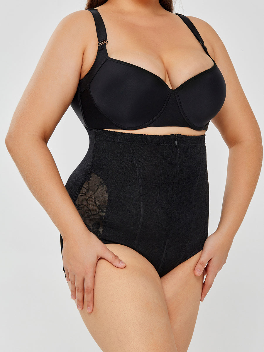 Elegant Lace High-Waist Body Shaper – Instant Tummy Control