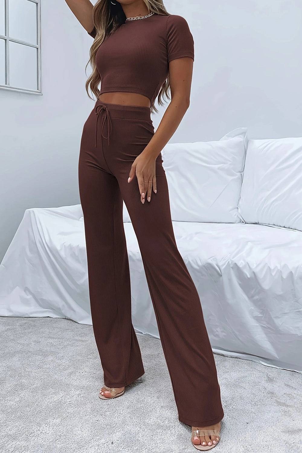 Round Neck Top and Pants Set | Effortless Style for Everyday Comfort