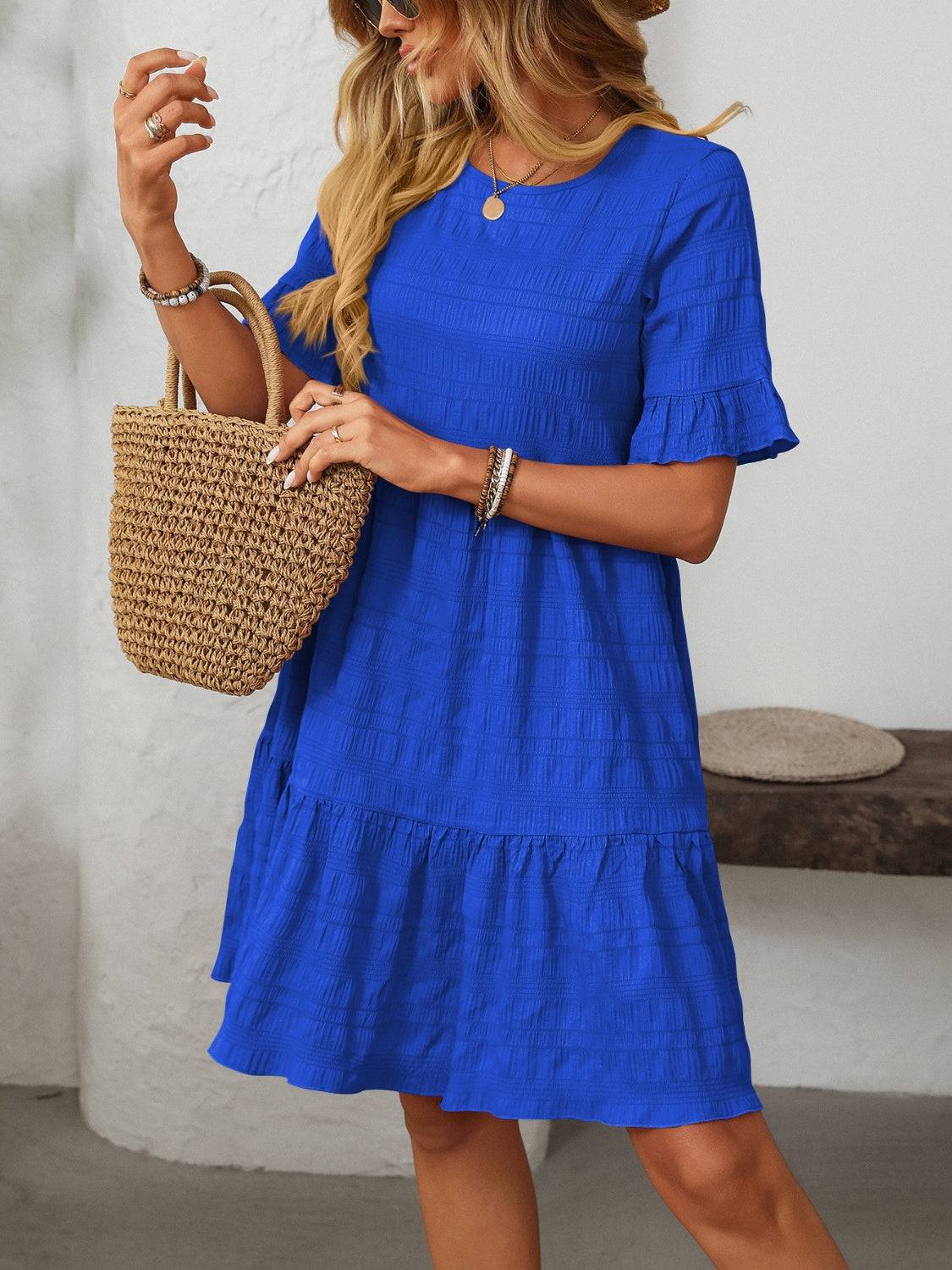 Mandy Ruffled Ruched Dress – Romantic Charm for Every Occasion