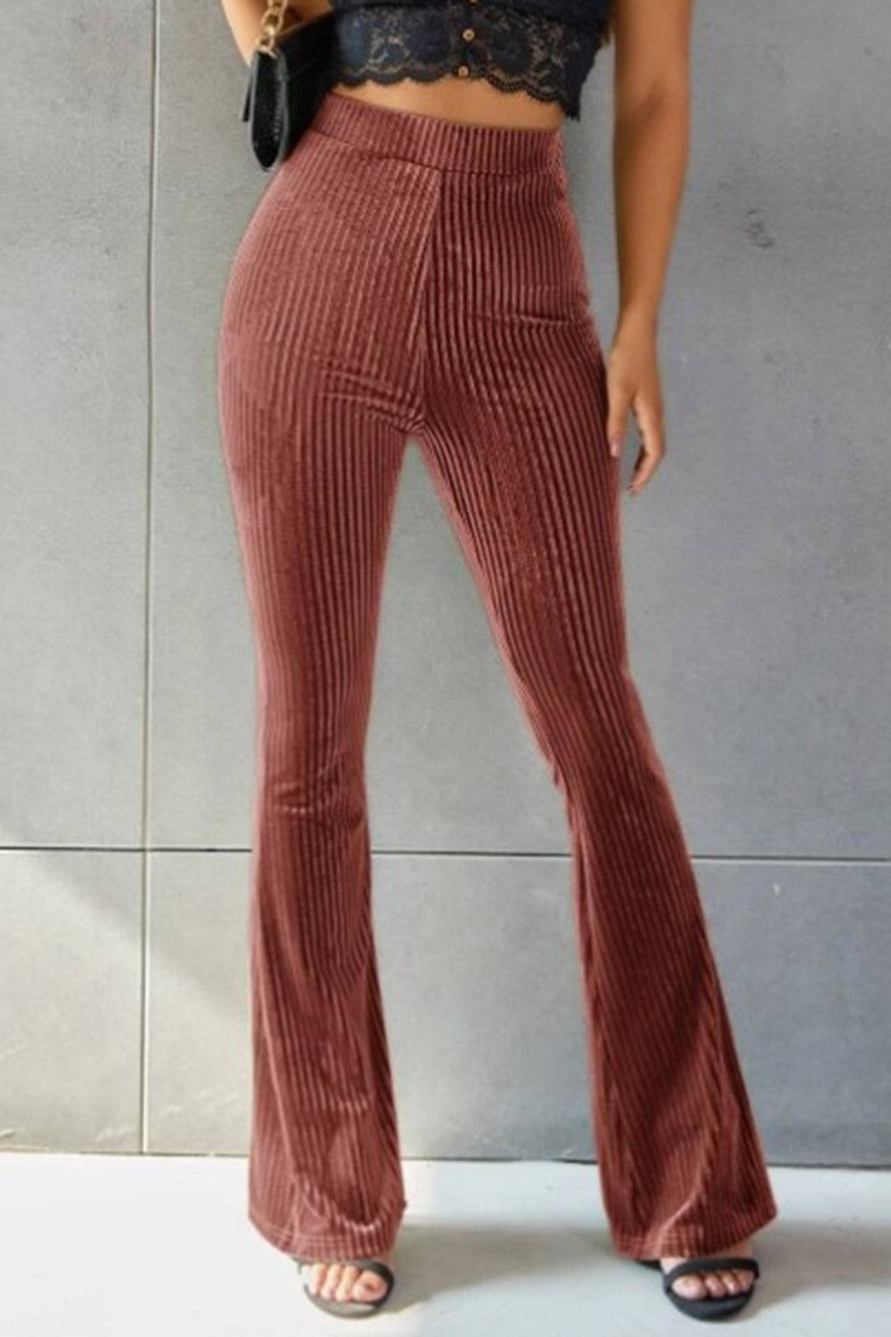 Ribbed High Waist Flare Pants | Effortless Elegance and Comfort