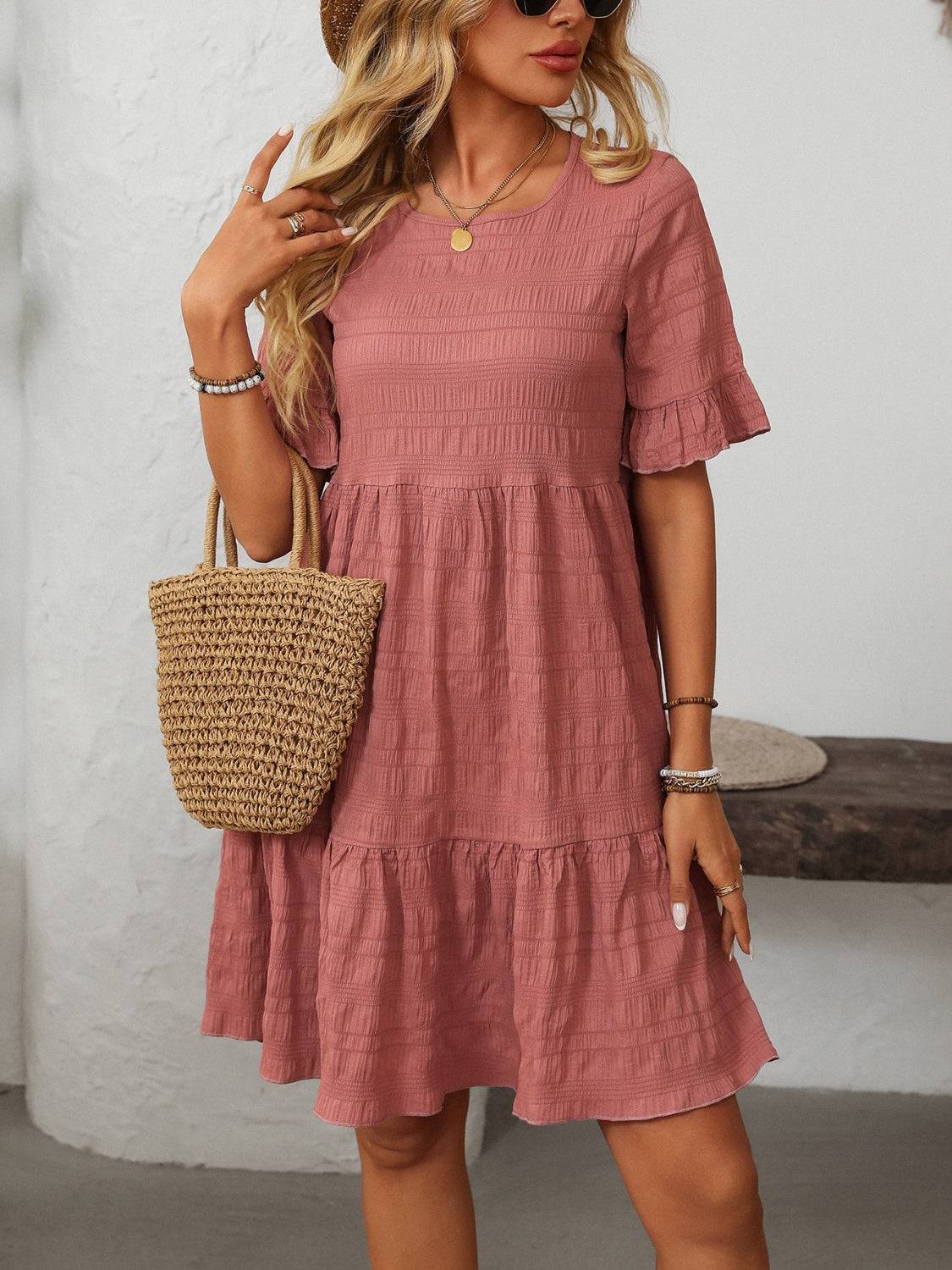Mandy Ruffled Ruched Dress – Romantic Charm for Every Occasion
