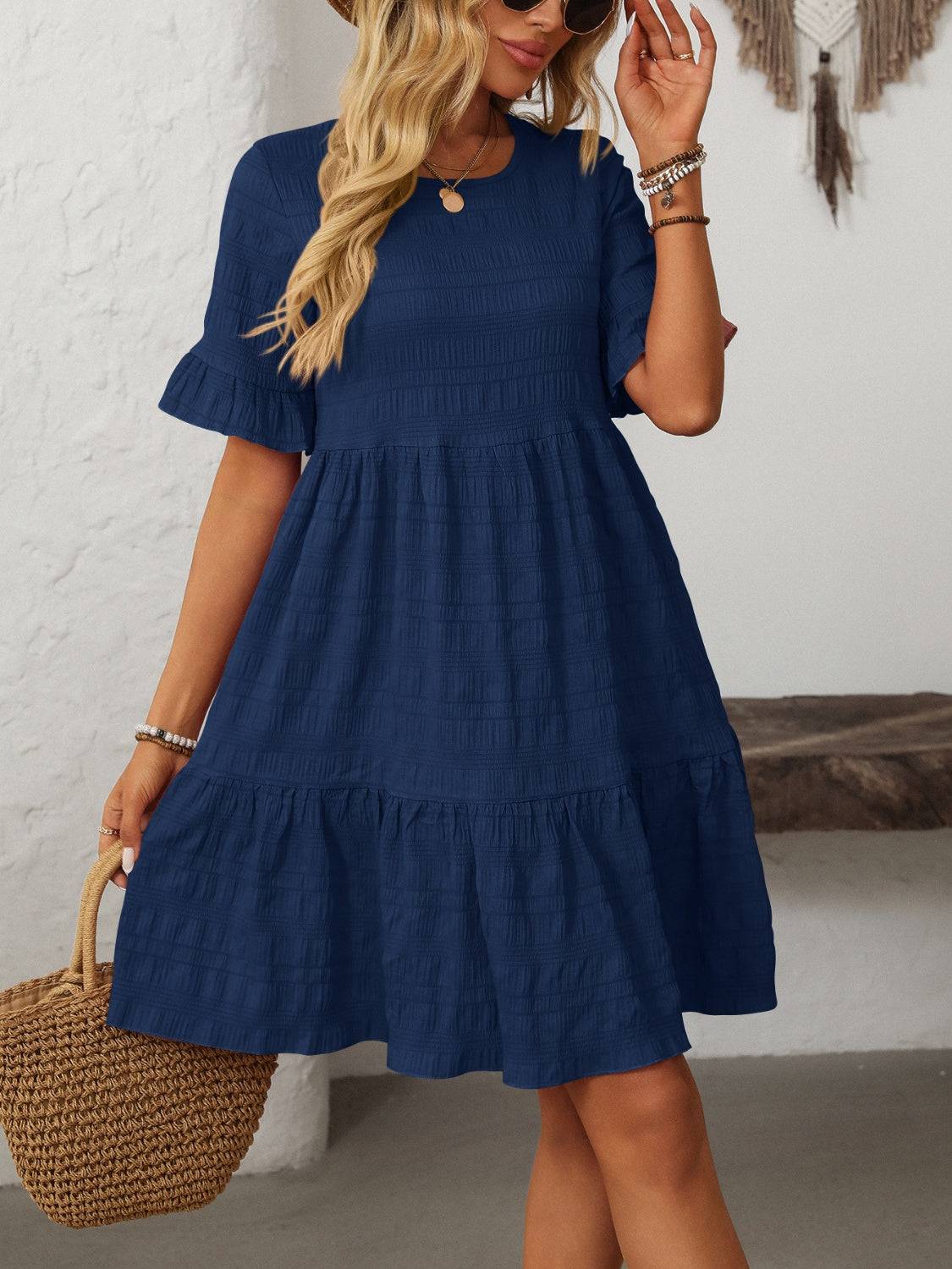 Mandy Ruffled Ruched Dress – Romantic Charm for Every Occasion