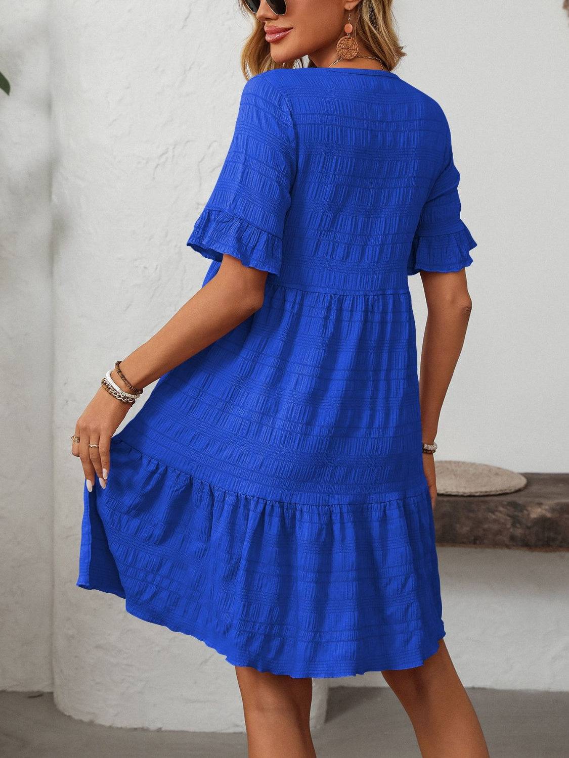 Mandy Ruffled Ruched Dress – Romantic Charm for Every Occasion