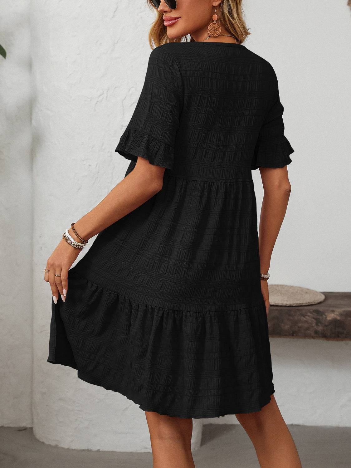 Mandy Ruffled Ruched Dress – Romantic Charm for Every Occasion