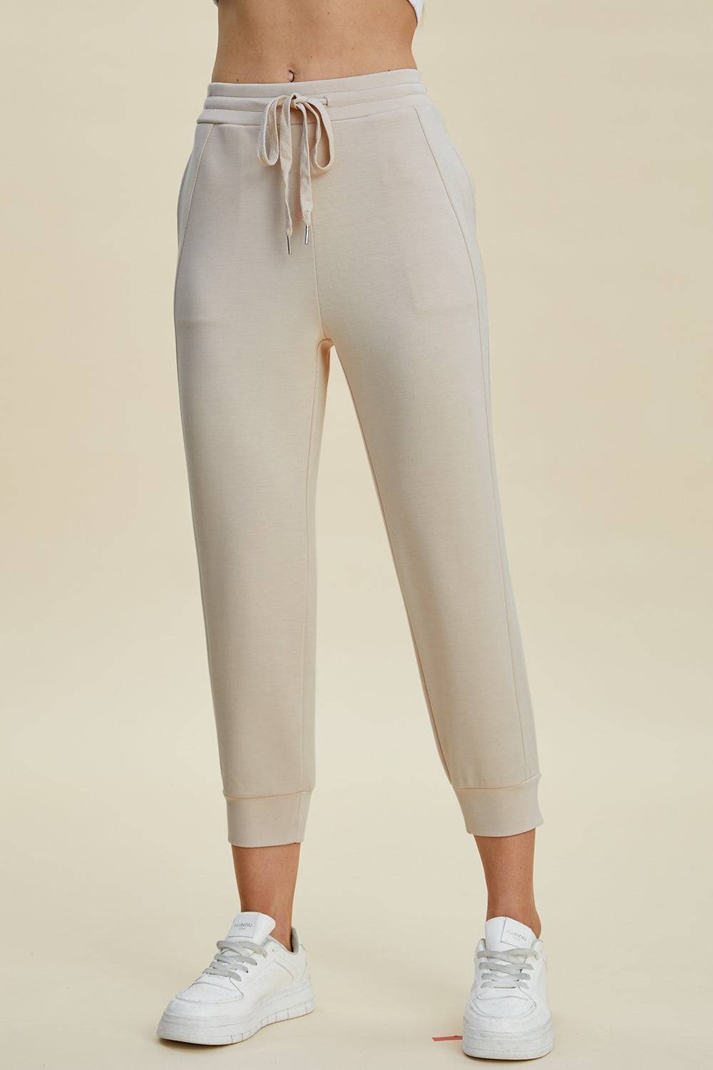 High Waist Cropped Pants with Adjustable Drawstring | Everyday Style Buttery Soft