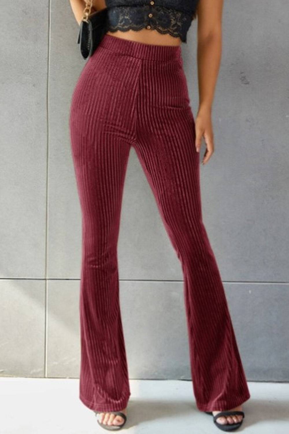 Ribbed High Waist Flare Pants | Effortless Elegance and Comfort