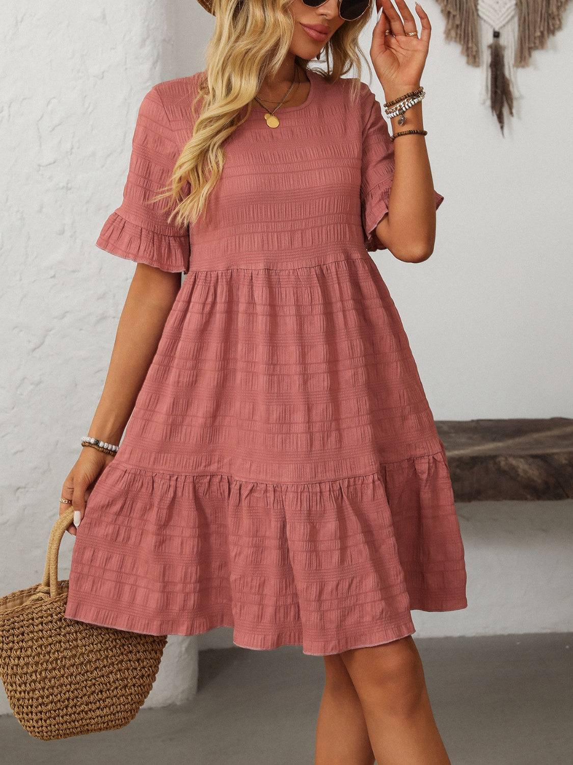 Mandy Ruffled Ruched Dress – Romantic Charm for Every Occasion