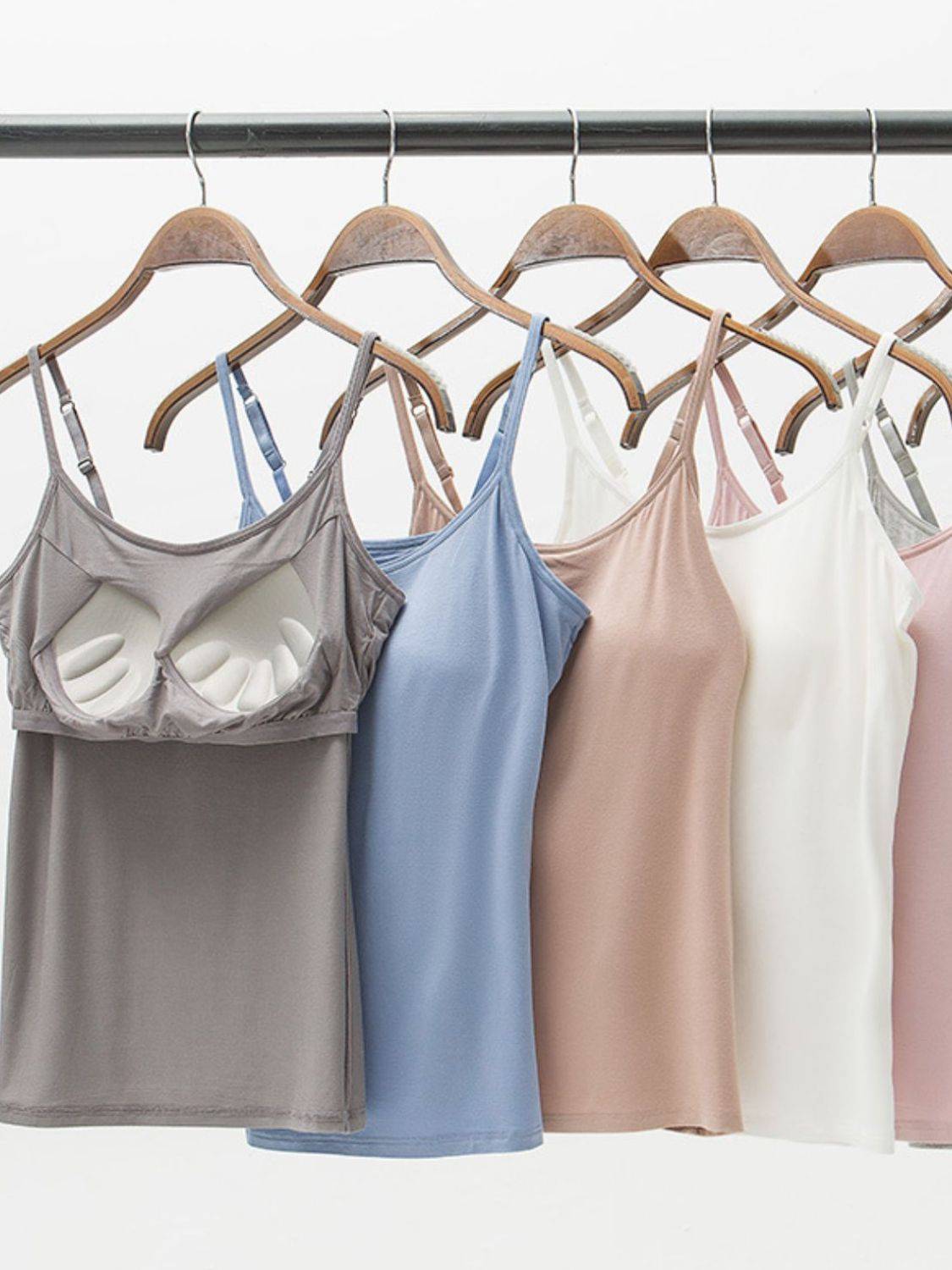Soft Adjustable Strap Modal Cami with Built-In Bra