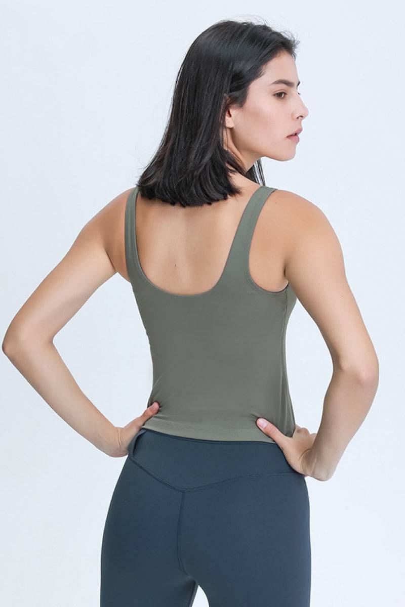 FlexVibe V-Neck Active Tank with Built-In Bra