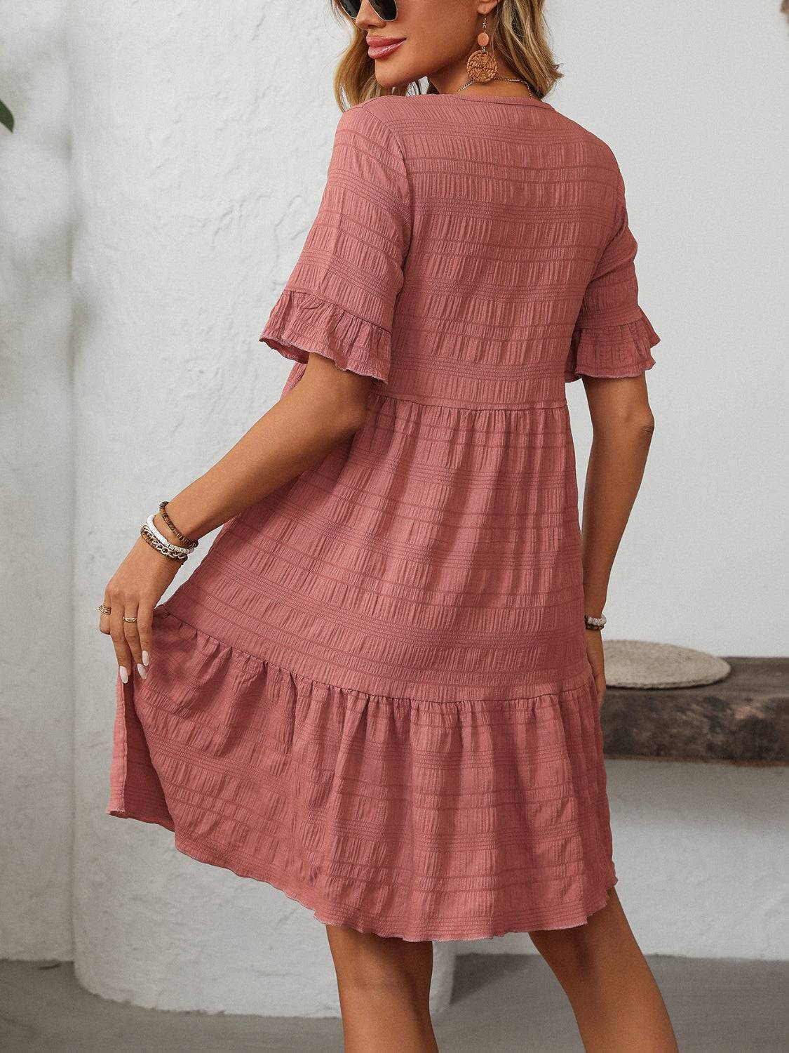 Mandy Ruffled Ruched Dress – Romantic Charm for Every Occasion
