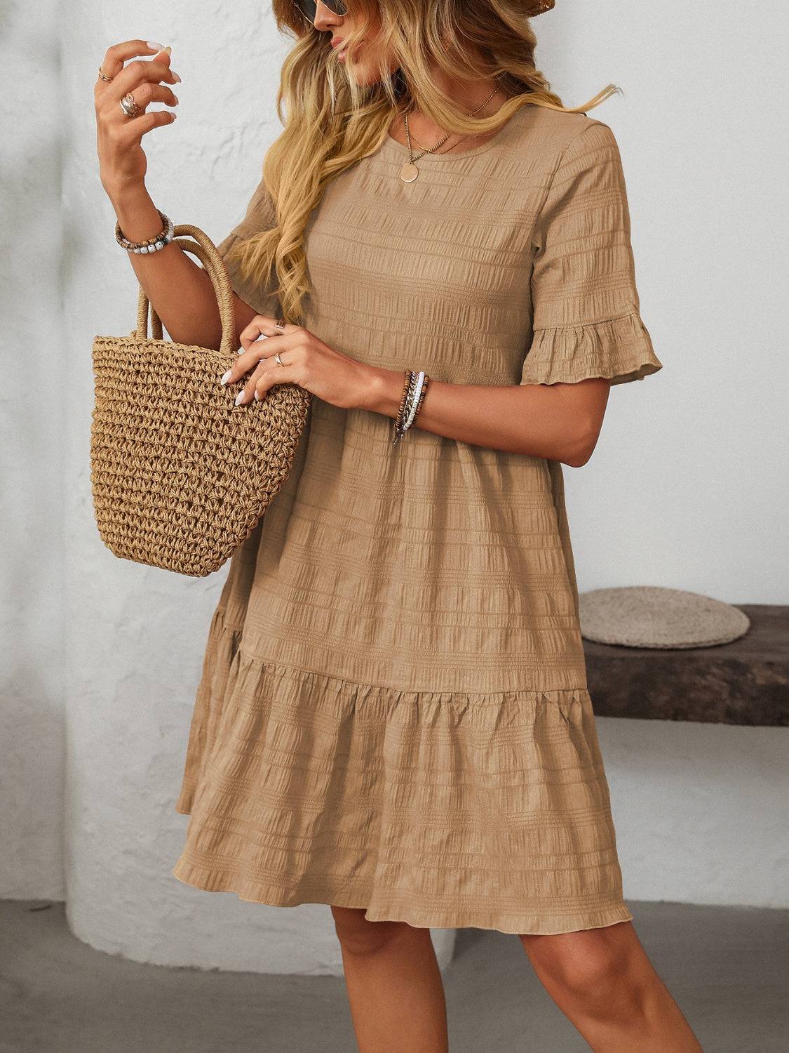 Mandy Ruffled Ruched Dress – Romantic Charm for Every Occasion