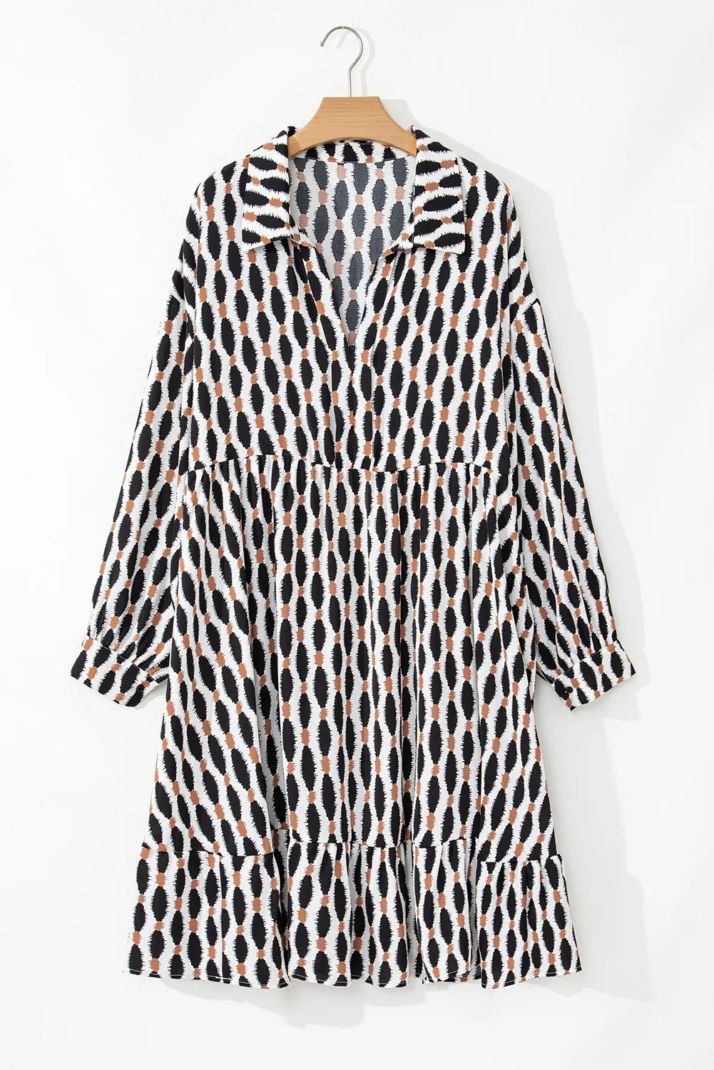 Bold &amp; Beautiful Plus Size Johnny Collar Long Sleeve Dress - SleekrMe