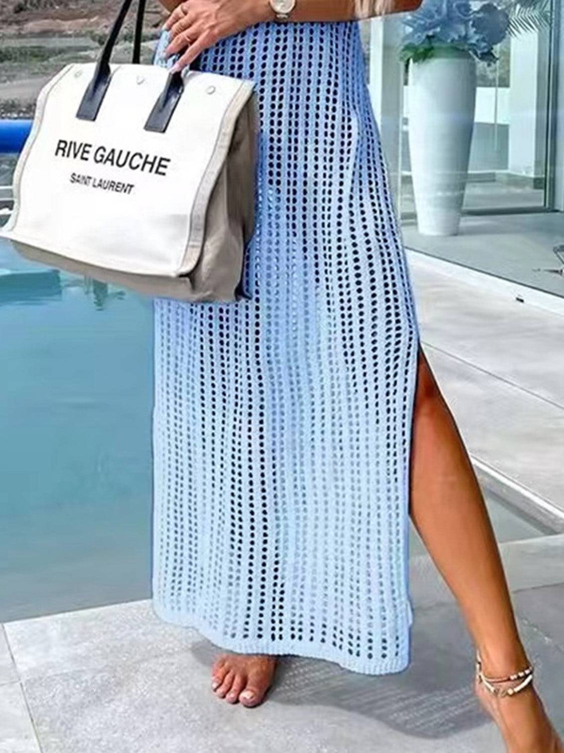 Coastal Glow Mesh Cover Up Dress With Side Slit – Lightweight &amp; Colorful Beachwear