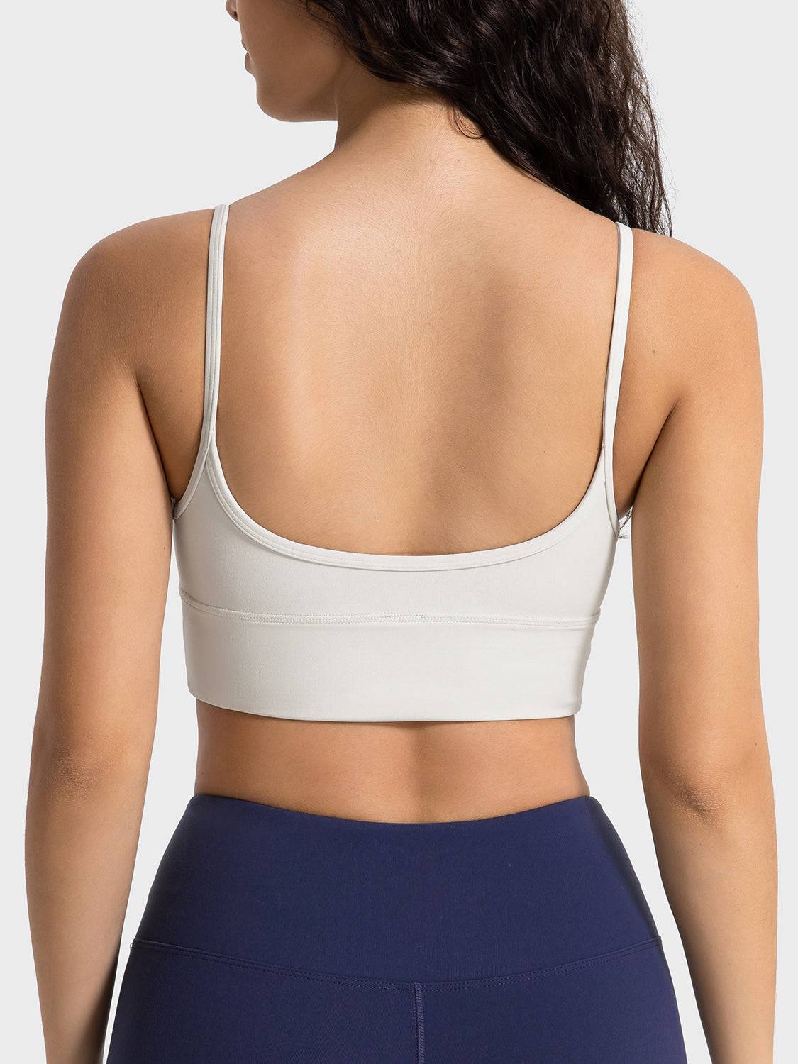 Spaghetti Strap Sports Bra with Customizable Padding