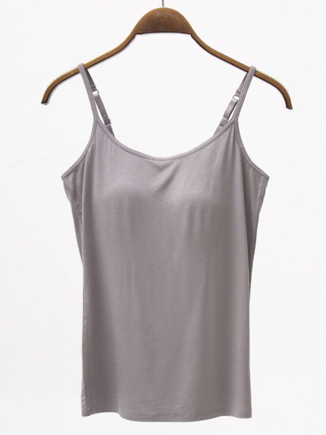 Soft Adjustable Strap Modal Cami with Built-In Bra