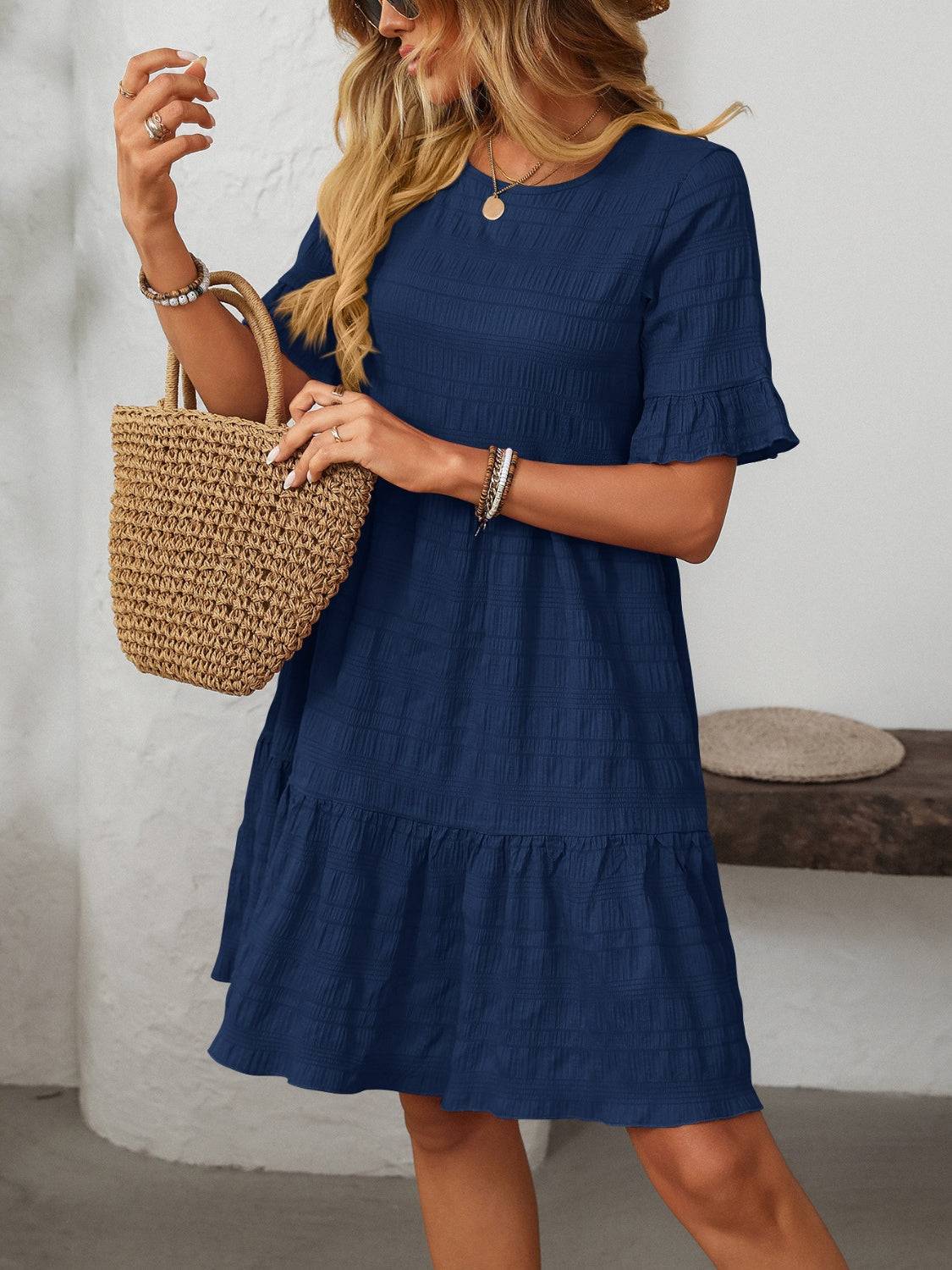 Mandy Ruffled Ruched Dress – Romantic Charm for Every Occasion