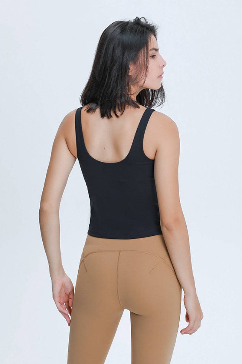 FlexVibe V-Neck Active Tank with Built-In Bra