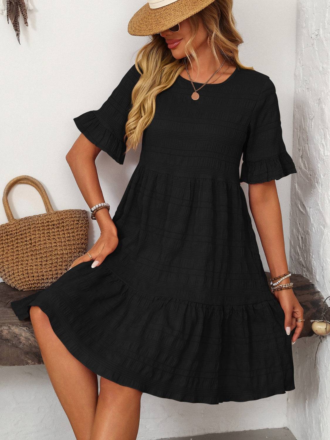 Mandy Ruffled Ruched Dress – Romantic Charm for Every Occasion