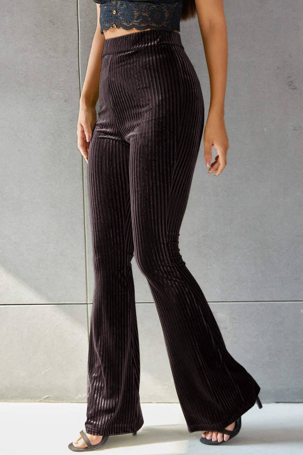Ribbed High Waist Flare Pants | Effortless Elegance and Comfort