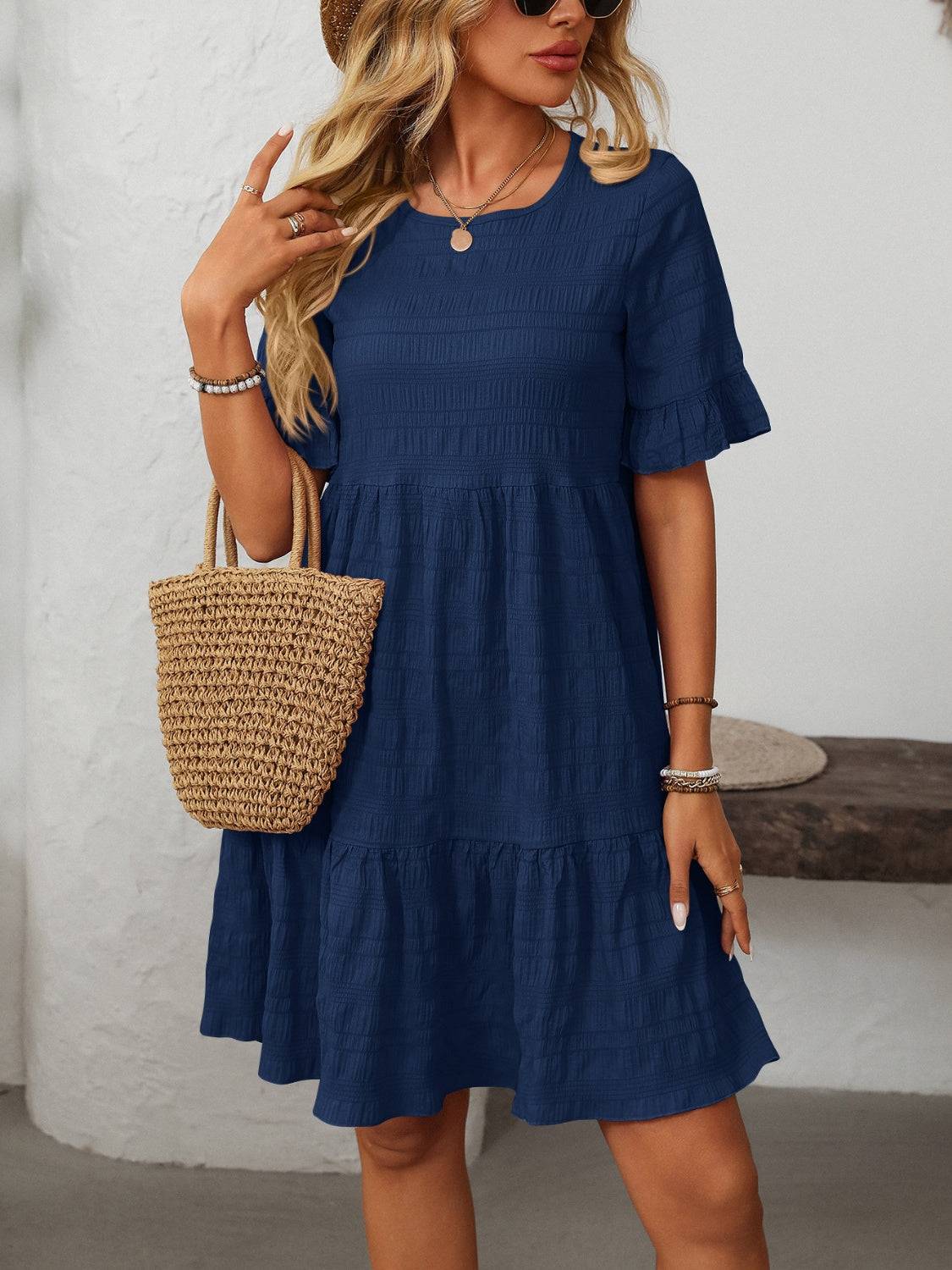 Mandy Ruffled Ruched Dress – Romantic Charm for Every Occasion