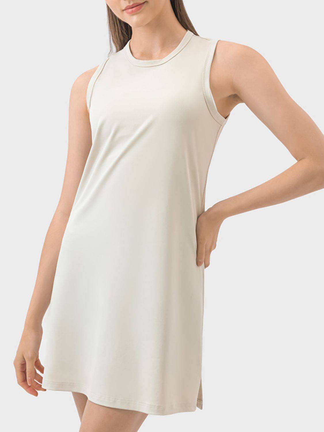 Round Neck Sleeveless Active Dress for Pickleball &amp; Everyday Comfort