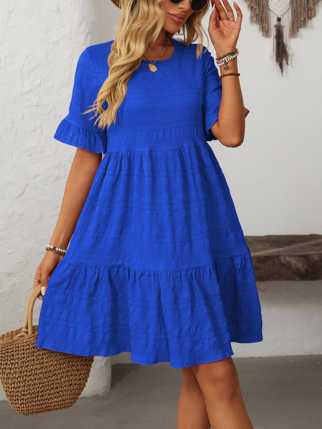 Mandy Ruffled Ruched Dress – Romantic Charm for Every Occasion
