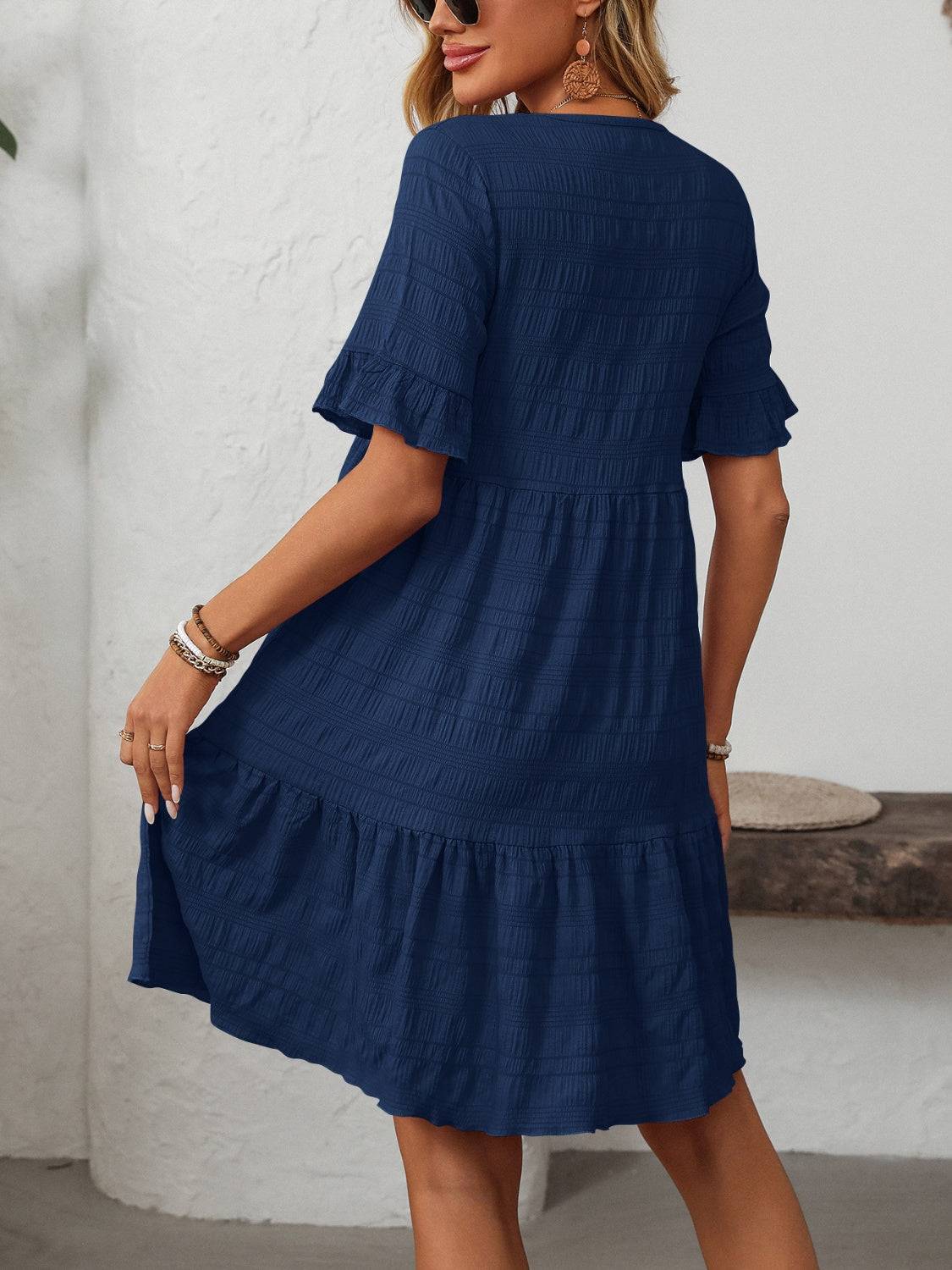 Mandy Ruffled Ruched Dress – Romantic Charm for Every Occasion