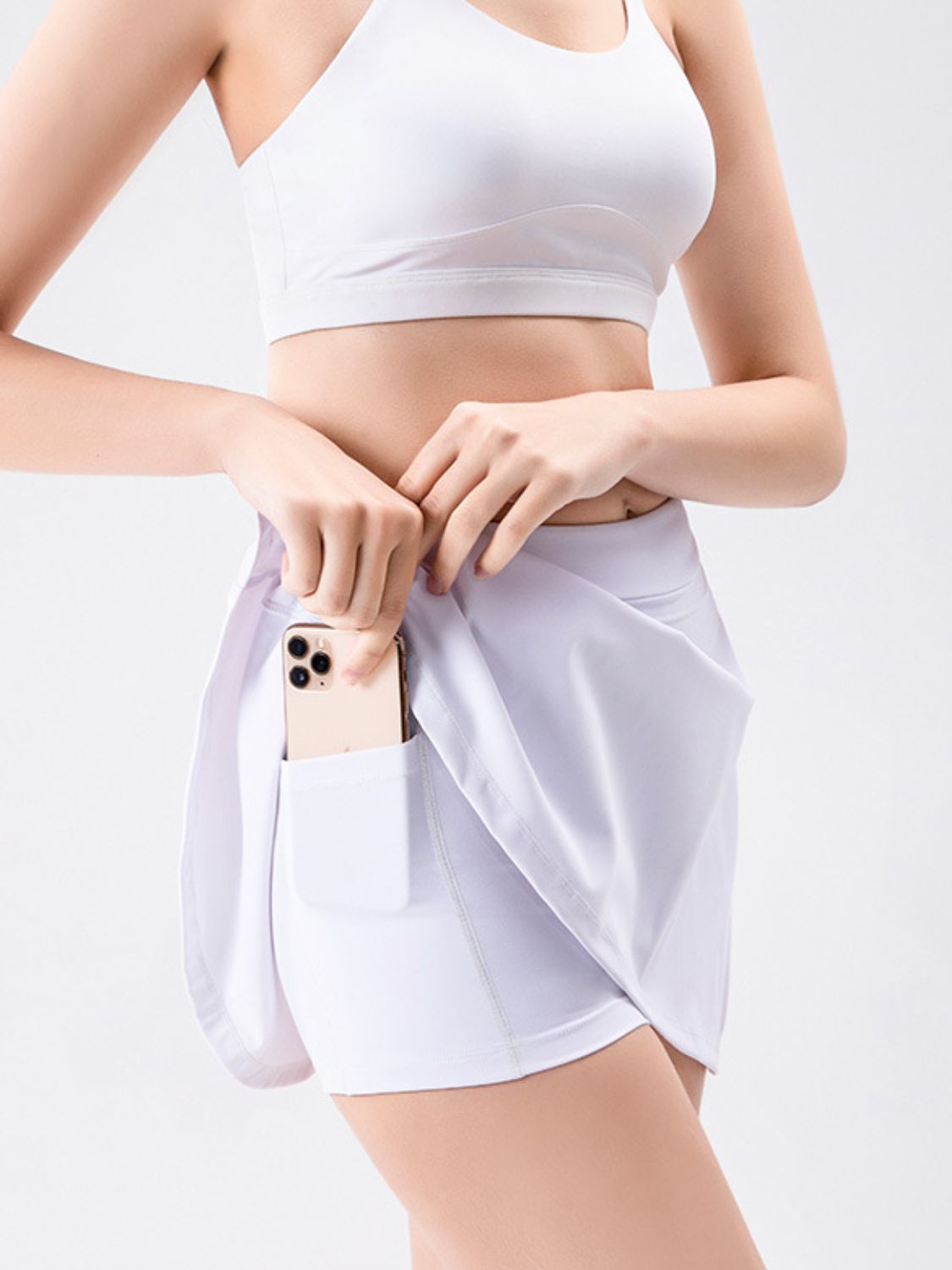 High Waist Active Skort | Stylish Design with Built-In Shorts &amp; Pockets