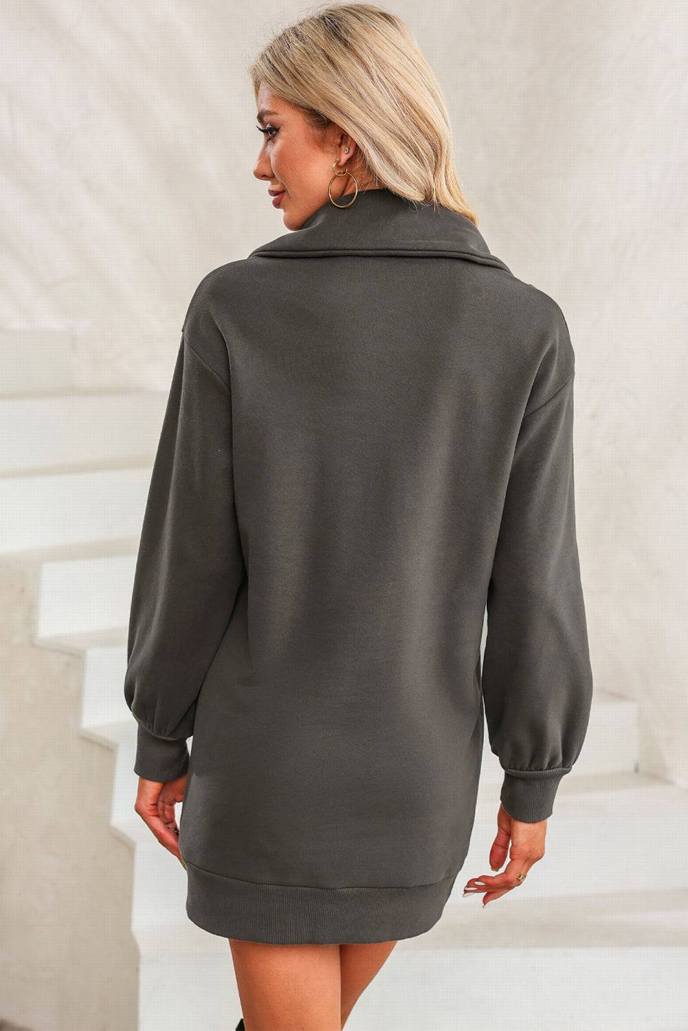 Upgrade your casual style with the Half Zip Sweatshirt Dress, the perfect blend of comfort and chic.