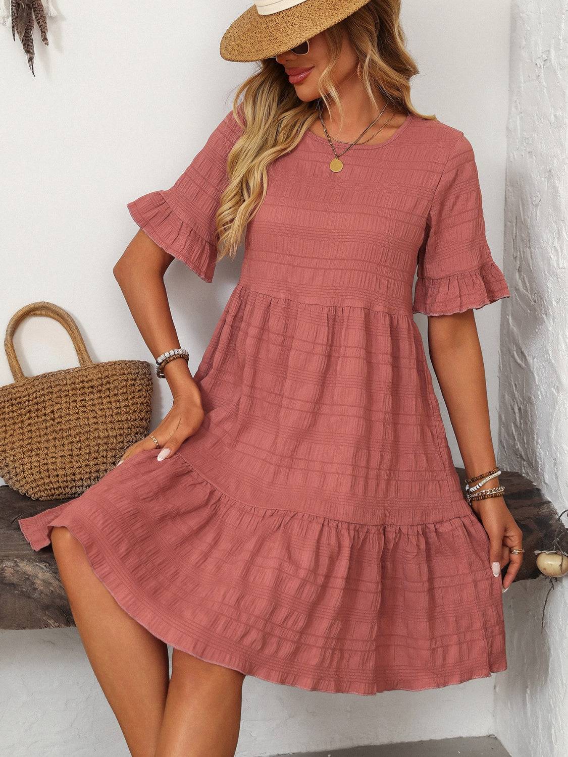 Mandy Ruffled Ruched Dress – Romantic Charm for Every Occasion