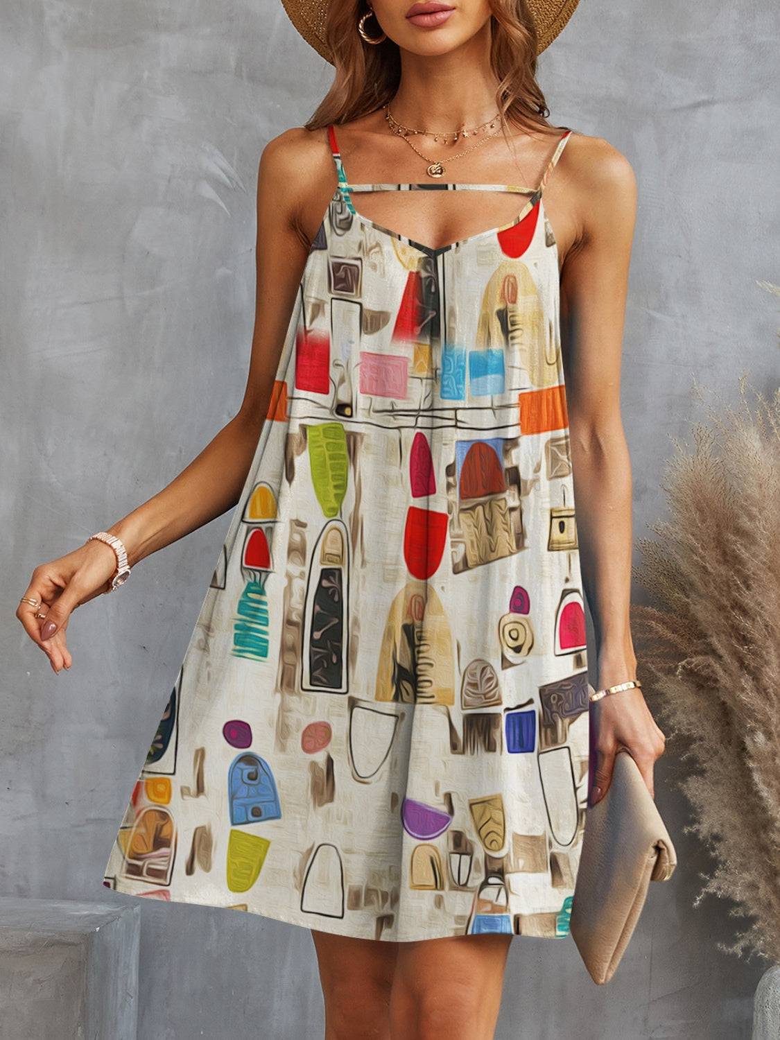 Printed Spaghetti Strap Mini Dress for Everyday Flirtation