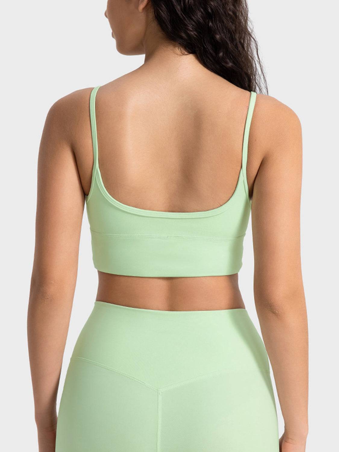 Spaghetti Strap Sports Bra with Customizable Padding