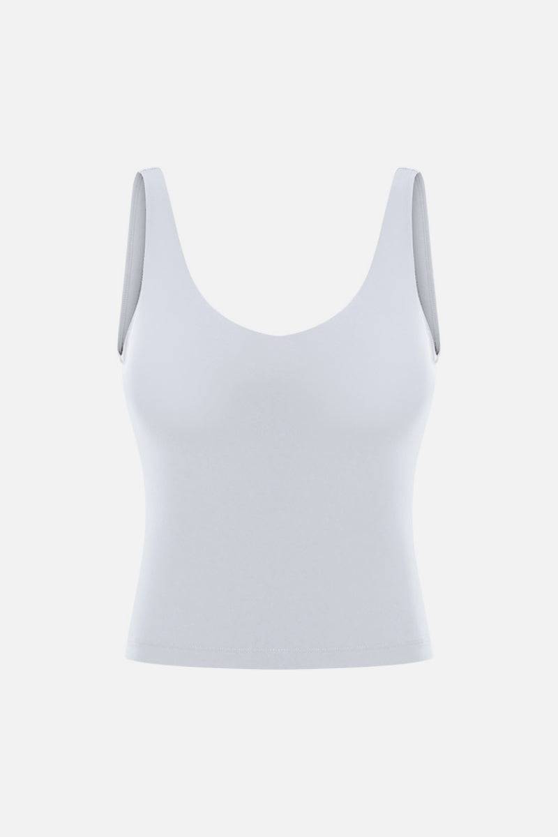 FlexVibe V-Neck Active Tank with Built-In Bra